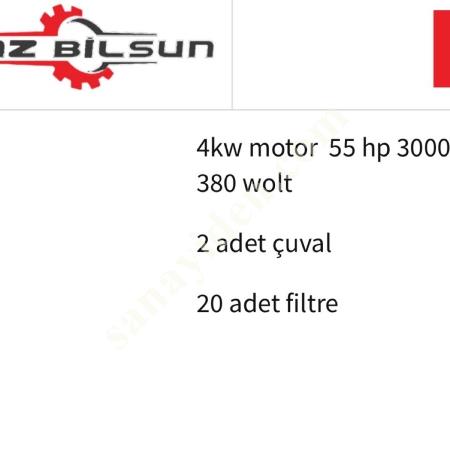 HMZ BİLSUN 5000 M³ TOZ EMME MAKİNASI – SIFIR ÜRÜN, METAL PERVANELİ!, Makina