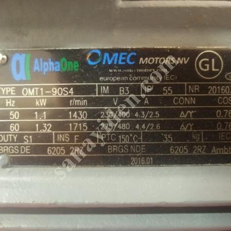 OMEC ELEKTRİK MOTORU 1,1 KW 1500 D, Elektrik & Enerji