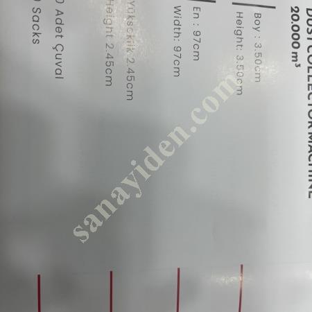 SANAYİ İÇİN HMZ BİLSUN 20000M³ TOZ EMME MAKİNASI, Makina