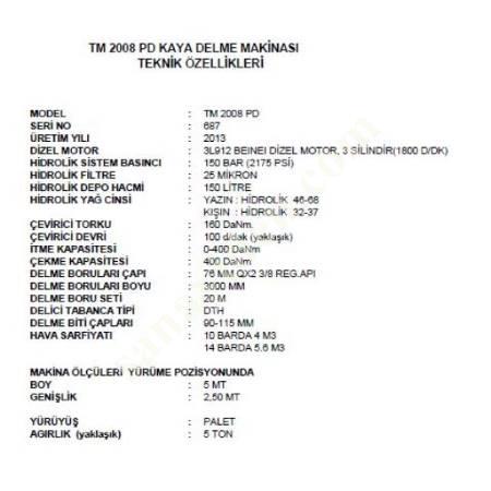 PALETLİ KAYA DELME MAKİNASI, Diğer